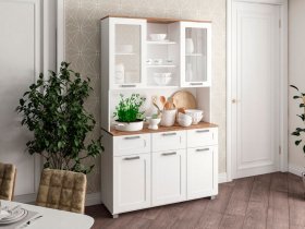 Буфет Катерини (дуб бельмунд/белое дерево) в Венгерово - vengerovo.mebel-nsk.ru | фото