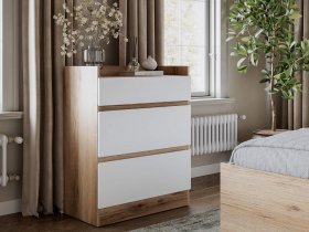 Комод 3 ящика Брауни (дуб делано/белый) в Венгерово - vengerovo.mebel-nsk.ru | фото