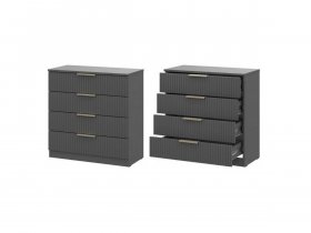 Комод 4 ящика (МДФ) Эккервуд (графит) в Венгерово - vengerovo.mebel-nsk.ru | фото