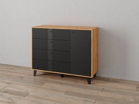 Комод «Катрин-13» ( дуб крафт золотой/карбон вулкан) в Венгерово - vengerovo.mebel-nsk.ru | фото