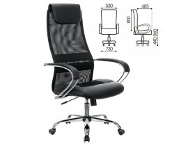 Кресло офисное BRABIX PREMIUM Stalker EX-608 CH, хром, ткань-сетка/кожзам, черное в Венгерово - vengerovo.mebel-nsk.ru | фото