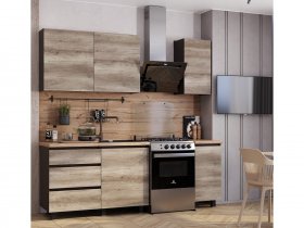 Кухонный гарнитур Энигма 1,6м (венге/дуб каньон) в Венгерово - vengerovo.mebel-nsk.ru | фото