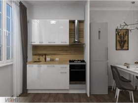 Кухонный гарнитур МДФ Выгодно и точка 1,5 м (белый глянец) в Венгерово - vengerovo.mebel-nsk.ru | фото