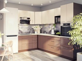 Модульная кухня Классика (ваниль/шоколад) в Венгерово - vengerovo.mebel-nsk.ru | фото