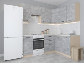 Модульная угловая кухня 1,4м*2,1м Лада (цемент) в Венгерово - vengerovo.mebel-nsk.ru | фото