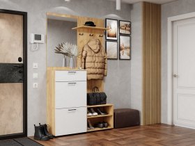 Прихожая Монтана (дуб крафт золотой/белый) в Венгерово - vengerovo.mebel-nsk.ru | фото