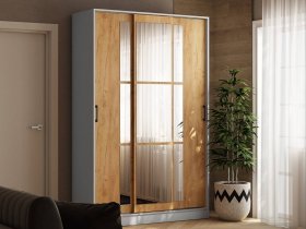 Шкаф-купе 1,4м «Стиль-2» (белый/дуб крафт золотой) в Венгерово - vengerovo.mebel-nsk.ru | фото