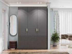 Шкаф трехстворчатый Эккервуд (Нью) (графит) в Венгерово - vengerovo.mebel-nsk.ru | фото