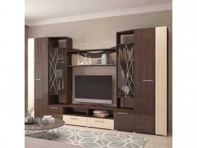 Стенка Гамма (дуб венге/дуб молочный) в Венгерово - vengerovo.mebel-nsk.ru | фото