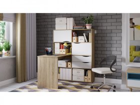 Стол письменный тип 7 (дуб сонома/белый ясень) в Венгерово - vengerovo.mebel-nsk.ru | фото