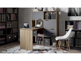 Стол письменный тип 7 (дуб сонома/графит серый) в Венгерово - vengerovo.mebel-nsk.ru | фото