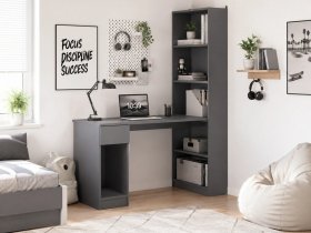 Стол письменный угловой «Лайт» 10.01 (темно-серый) в Венгерово - vengerovo.mebel-nsk.ru | фото