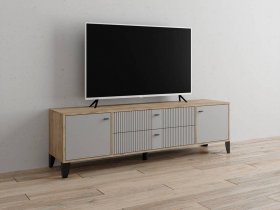 Тумба под ТВ Парус-10 (дуб крафт серый/серый) в Венгерово - vengerovo.mebel-nsk.ru | фото