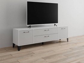 Тумба под ТВ Парус-13 (белый/серый камень) в Венгерово - vengerovo.mebel-nsk.ru | фото
