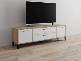 Тумба под ТВ Парус-13 (дуб крафт серый/белый) в Венгерово - vengerovo.mebel-nsk.ru | фото