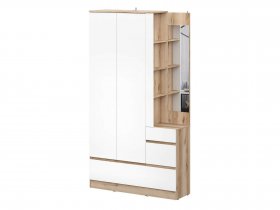 Вешалка с зеркалом Брауни (дуб делано/белый) в Венгерово - vengerovo.mebel-nsk.ru | фото